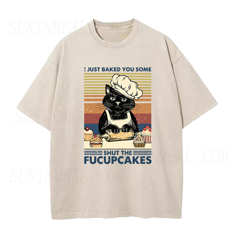 Retro Shut The Fucupcakes Cat Unisex Tee