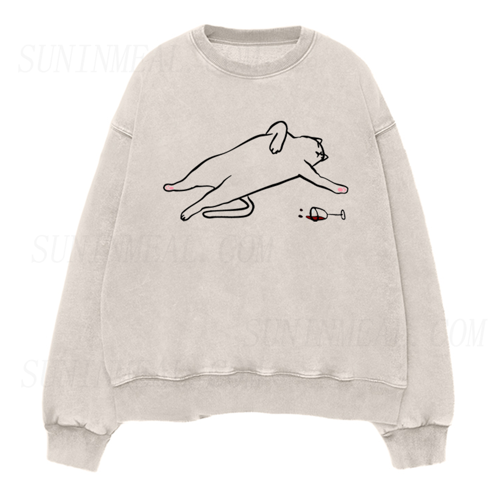 Drunk Cat Unisex Crewneck Sweatshirt