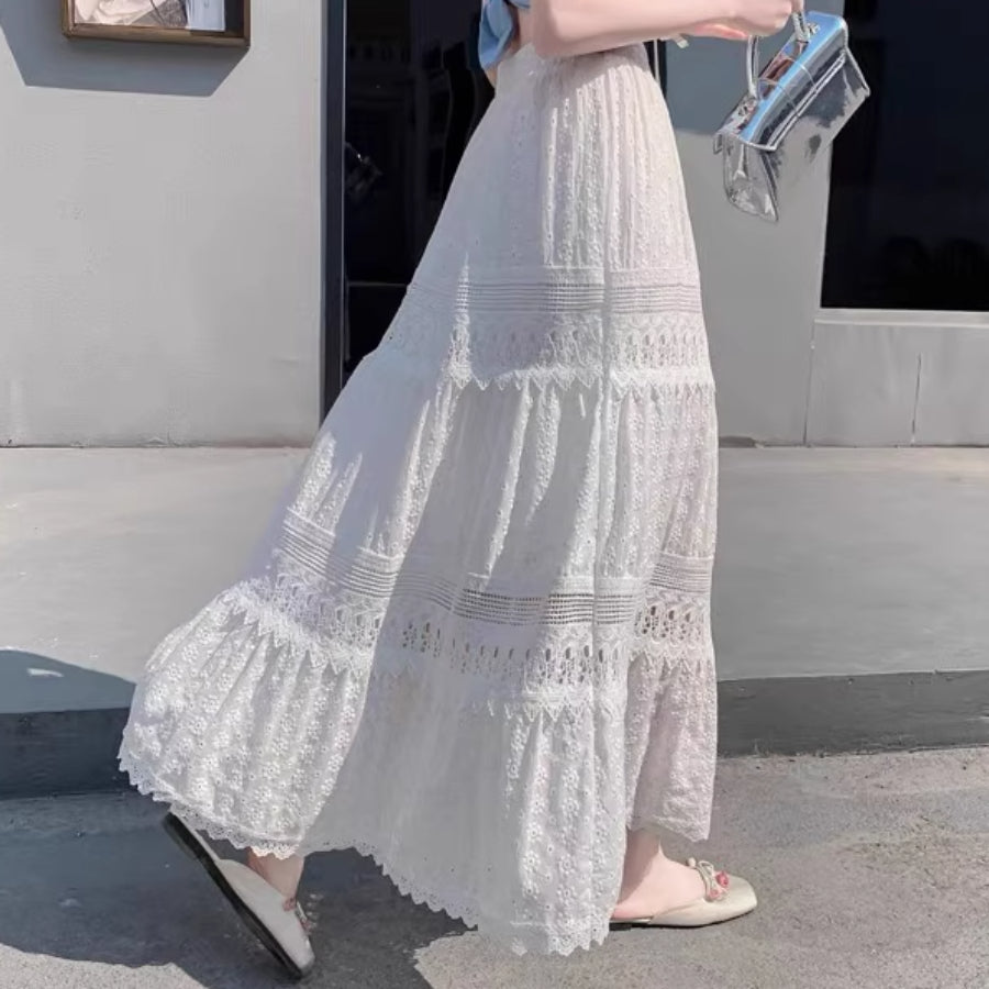 Embroidered Lace Maxi Skirt