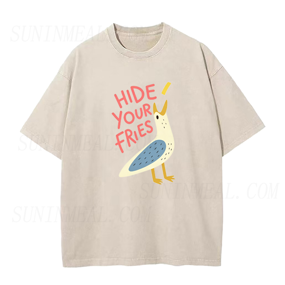 Hide Your Fries Funny Seagull Unisex Tee