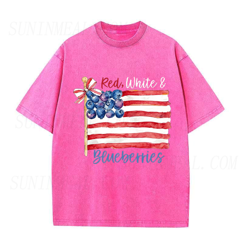 Red White & Blueberries American Flag Unisex Tee