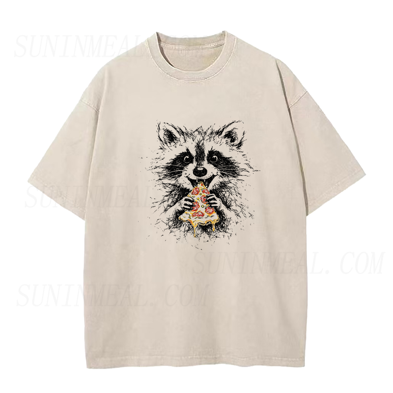 Raccoon Eating Pizza Unisex Tee