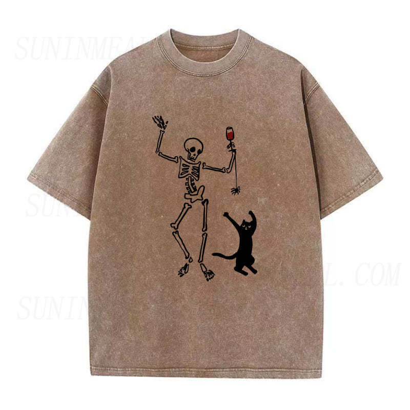 dancing skeleton and cat Unisex Tee