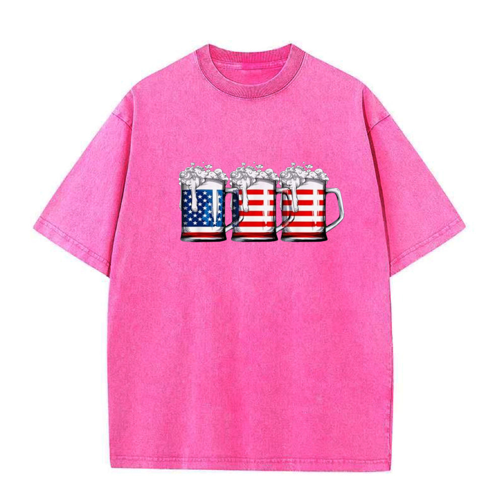 Beer American Flag 4th of July Unisex Tee