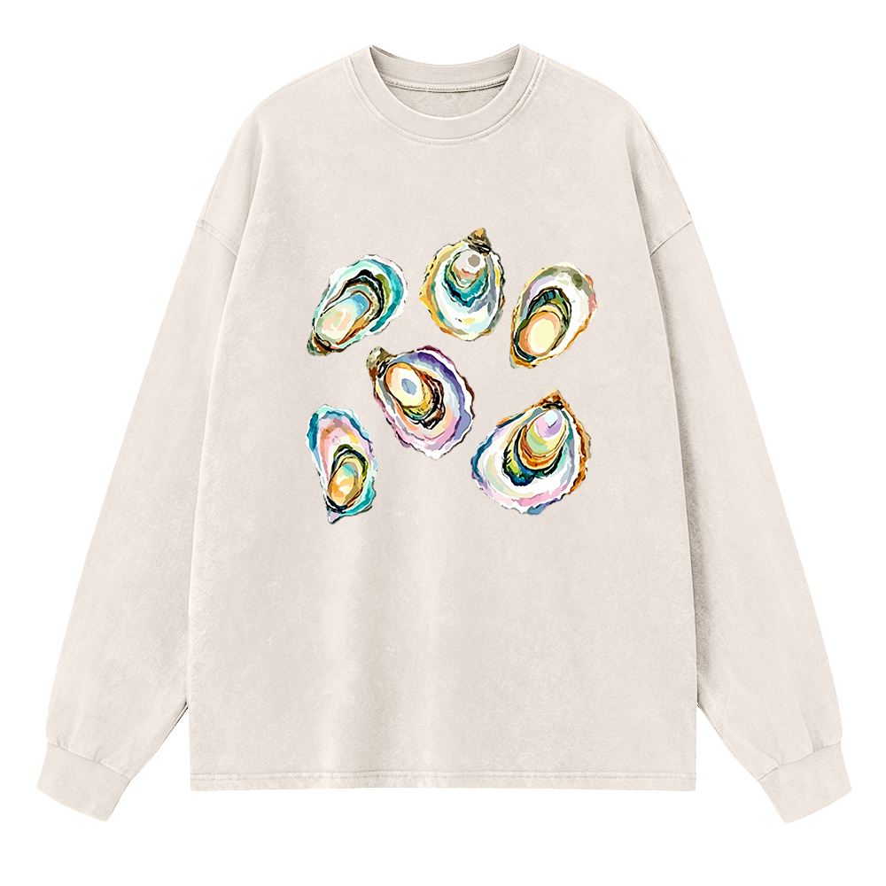 Watercolor Oyster Long Sleeve Unisex Tee