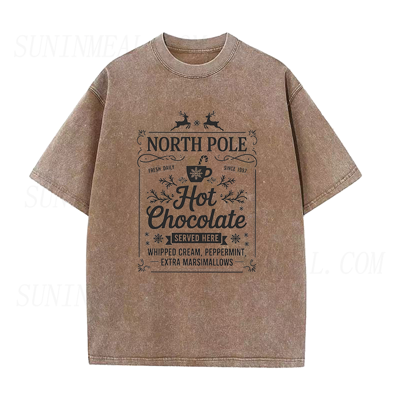 North Pole Hot Chocolate Christmas Unisex Tee