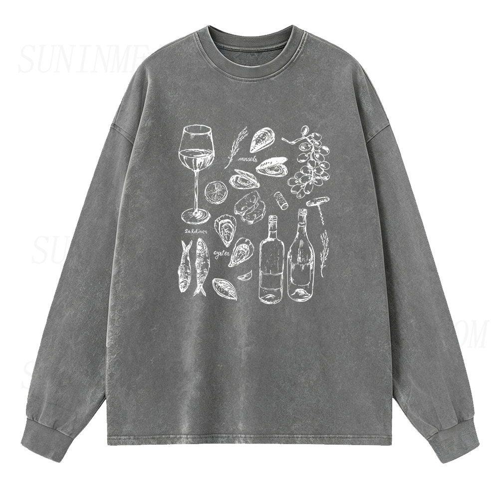 Ocean Wine Grapes Long Sleeve Unisex Tee
