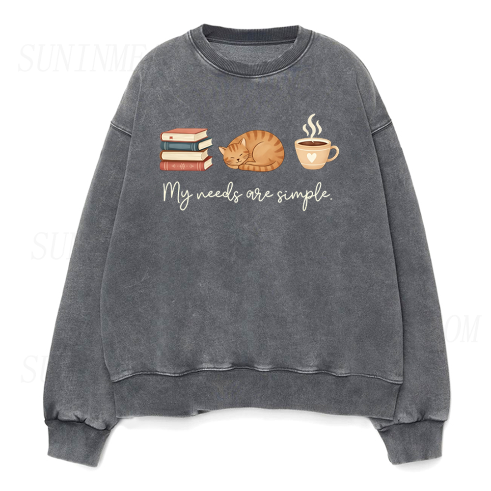 Bookish Cat and Coffee Unisex Crewneck Sweatshirt
