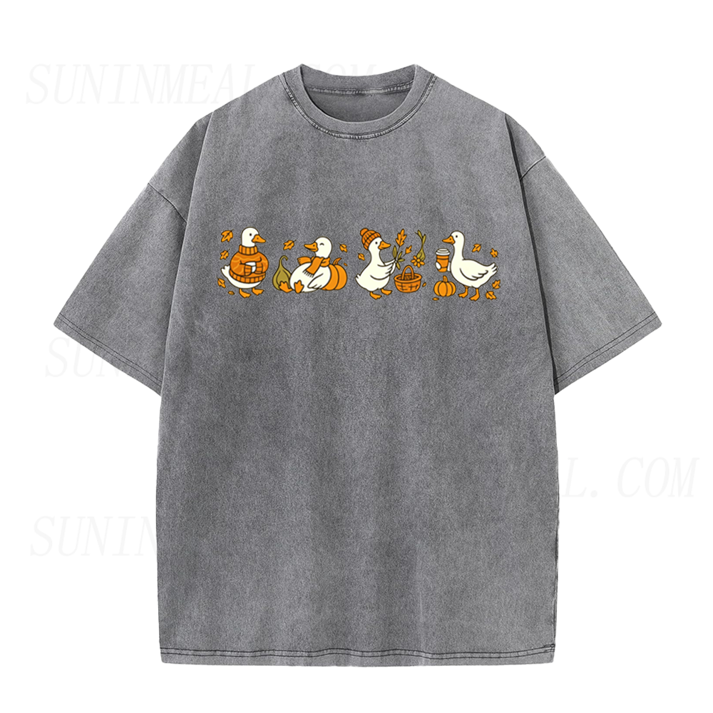 Fall Cute Goose Pumpkin Unisex Tee