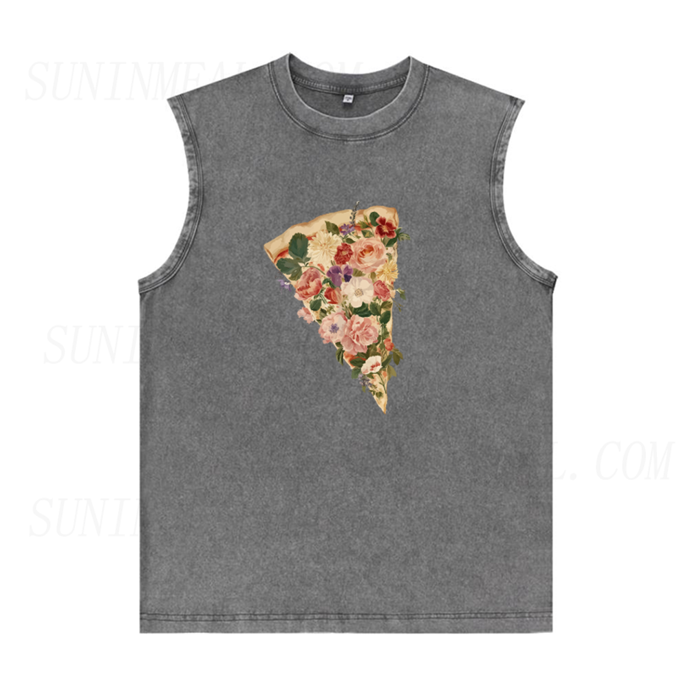 Pretty Floral Pizza Unisex Tank Top