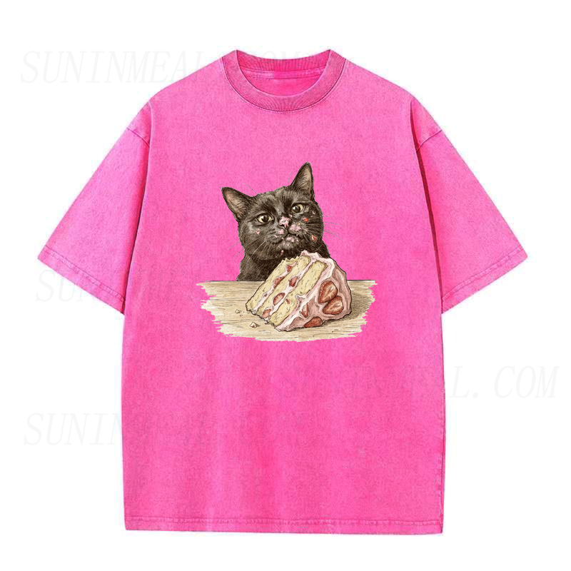 Black Cat Eating Cake Unisex Tee