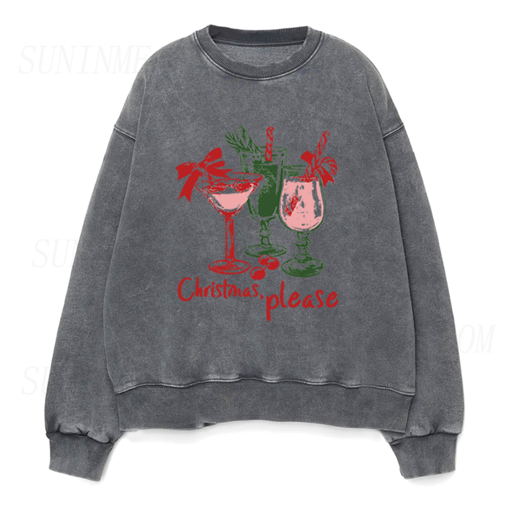 Christmas Please Cocktail Glasses Unisex Crewneck Sweatshirt
