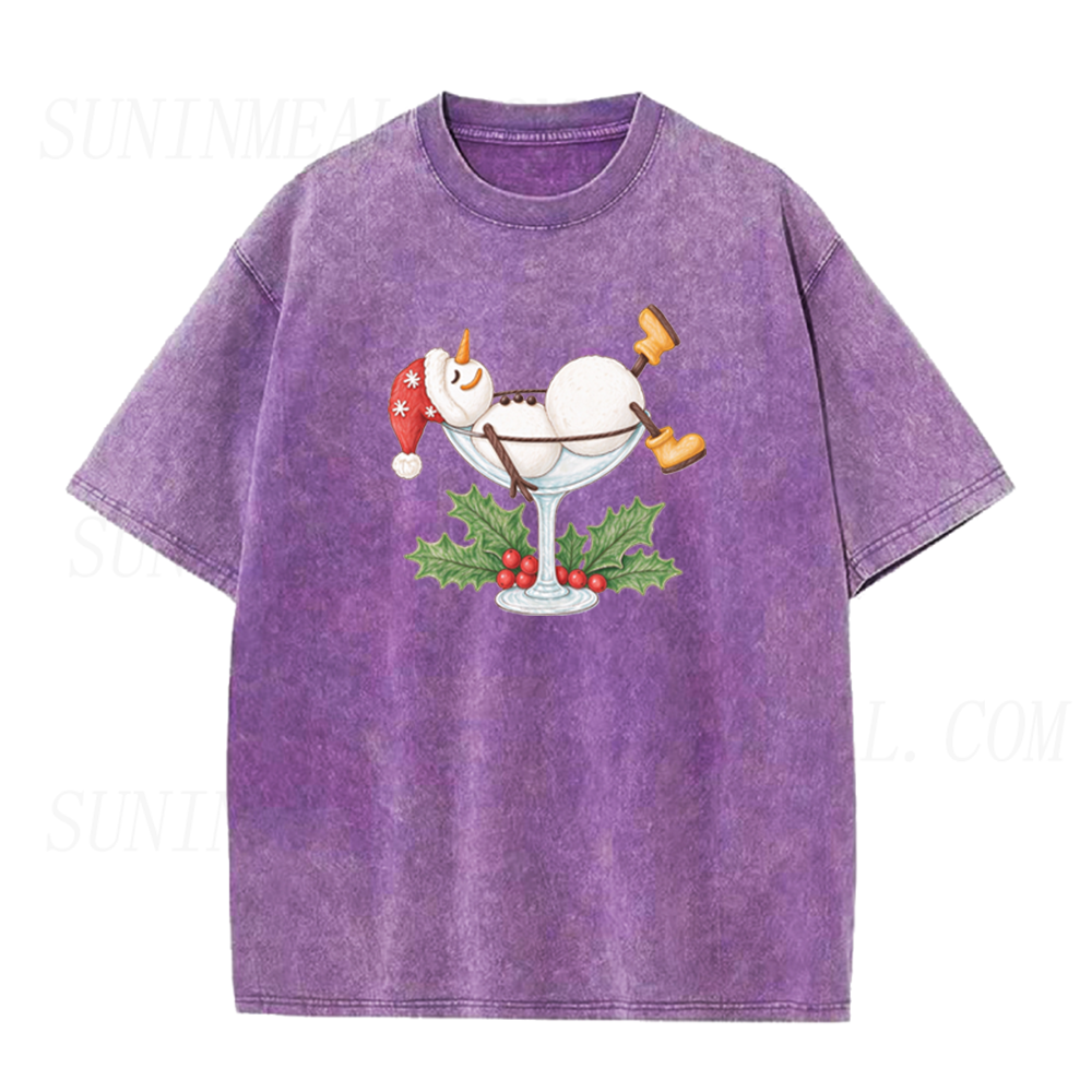 Christmas Snowman Martini Holiday Unisex Tee