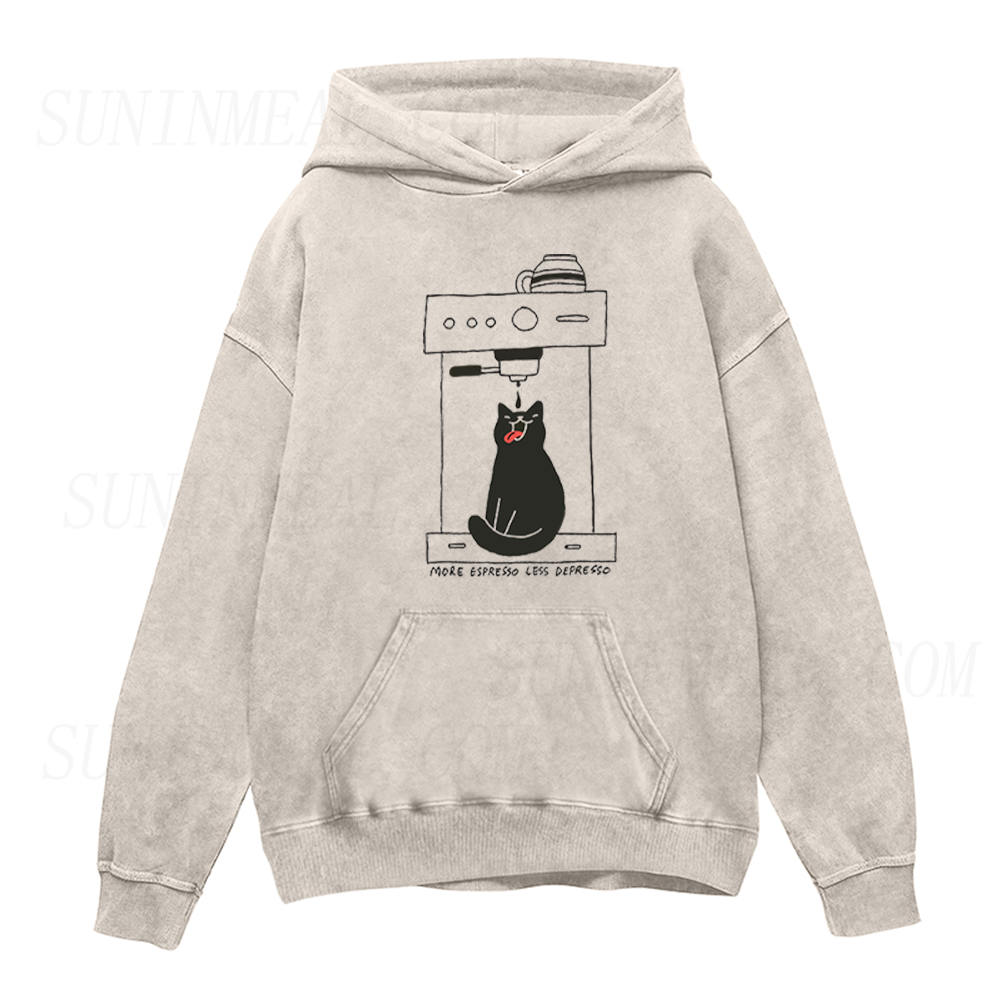 Cat Coffee More Espresso Less Depresso Unisex Hoodie