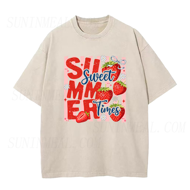 Sweet Summer Times Strawberry Graphic Unisex Tee