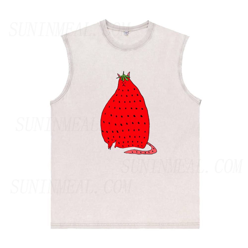 Strawberry Cat Unisex Tank Top