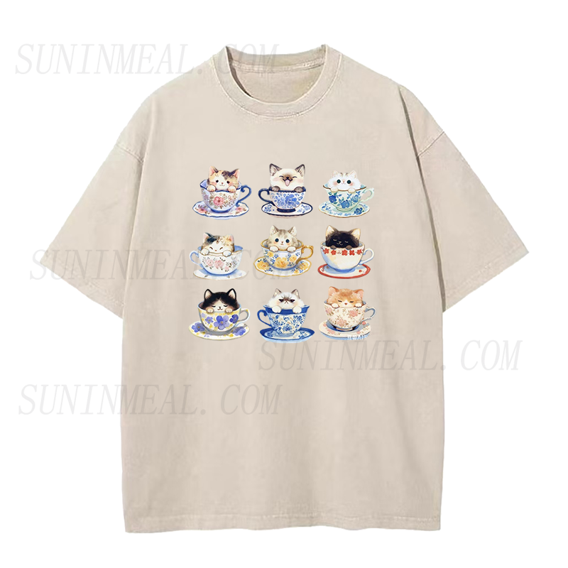 Funny Kitten Teacups Unisex Tee