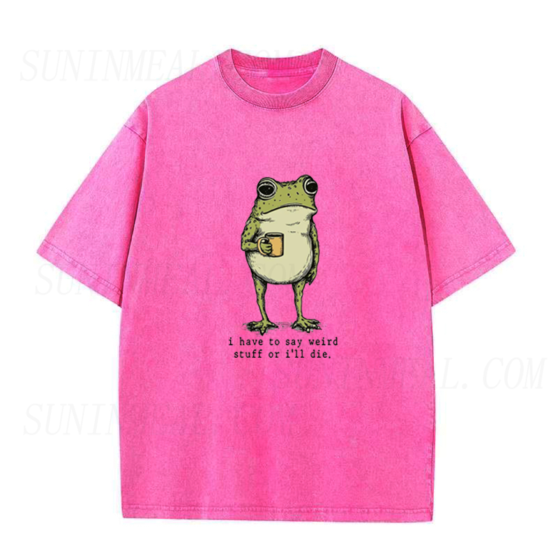 I Have to Say Weird Stuff Or I'll Die Frog Drinking Coffee Unisex Tee