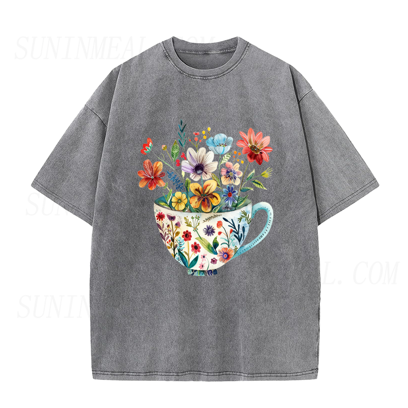 Floral Tea Cup Unisex Tee