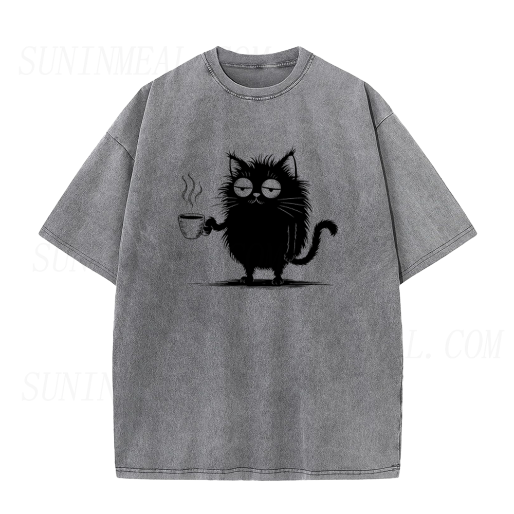 Sleepy Coffee Cat Unisex Tee