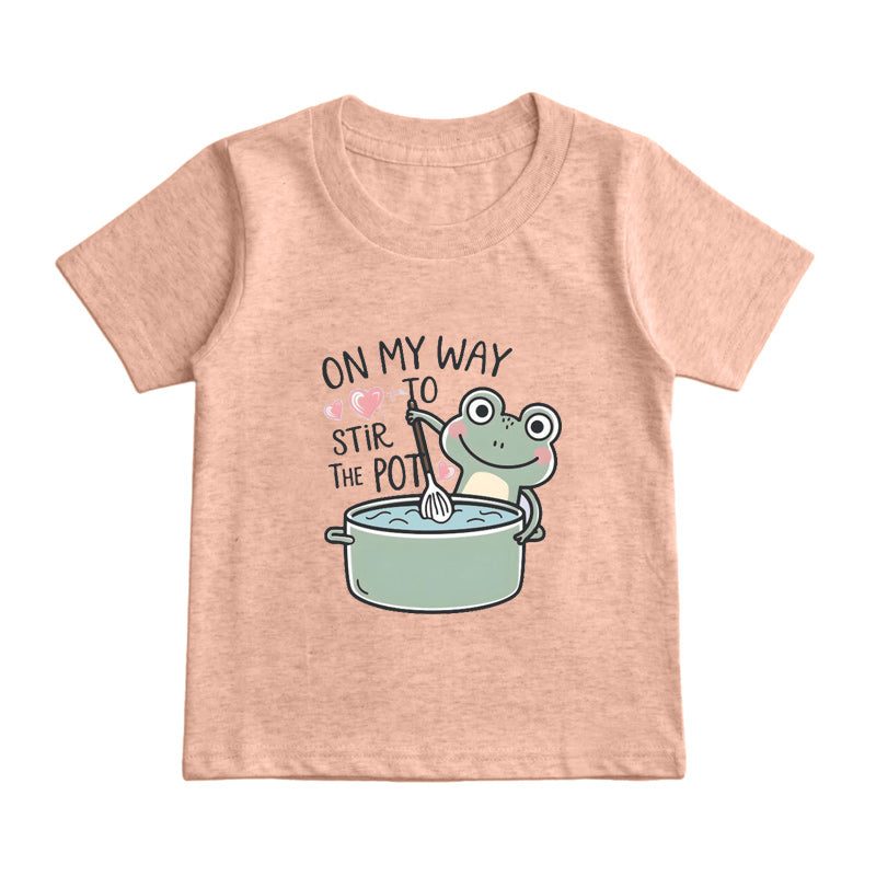 Funny Frog Stirring Pot Kids T-Shirt