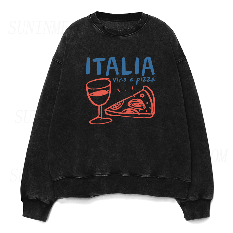 Italy Vino E Pizza Unisex Crewneck Sweatshirt