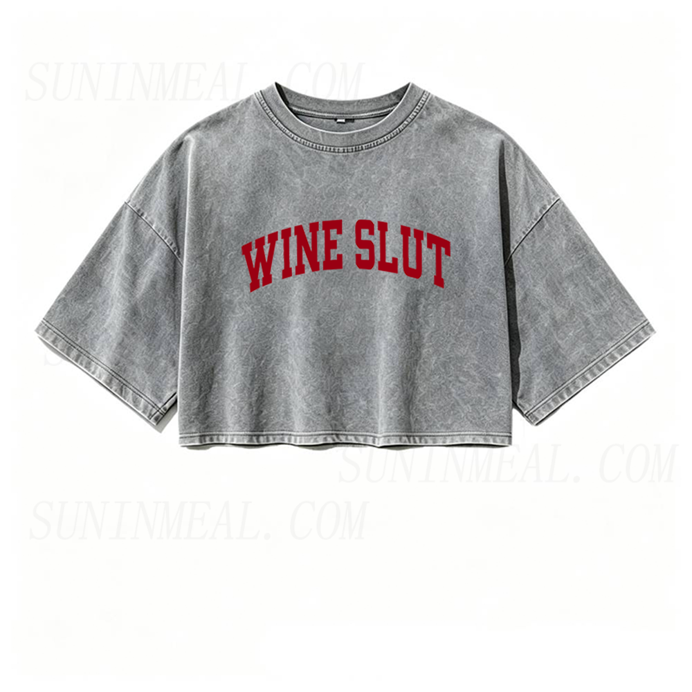 Wine Slut Oversized Crop Tee
