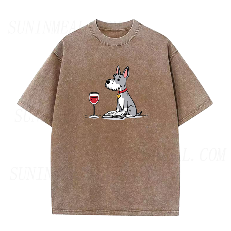 Book & Wine Schnauzer Unisex Tee