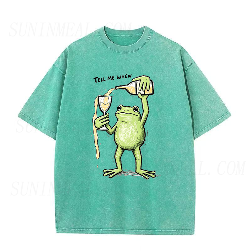 Frog Pouring Wine Tell Me When Unisex Tee