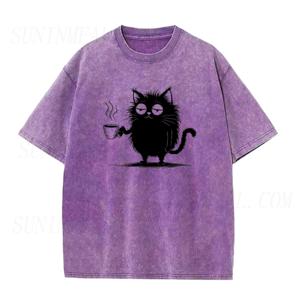 Sleepy Coffee Cat Unisex Tee