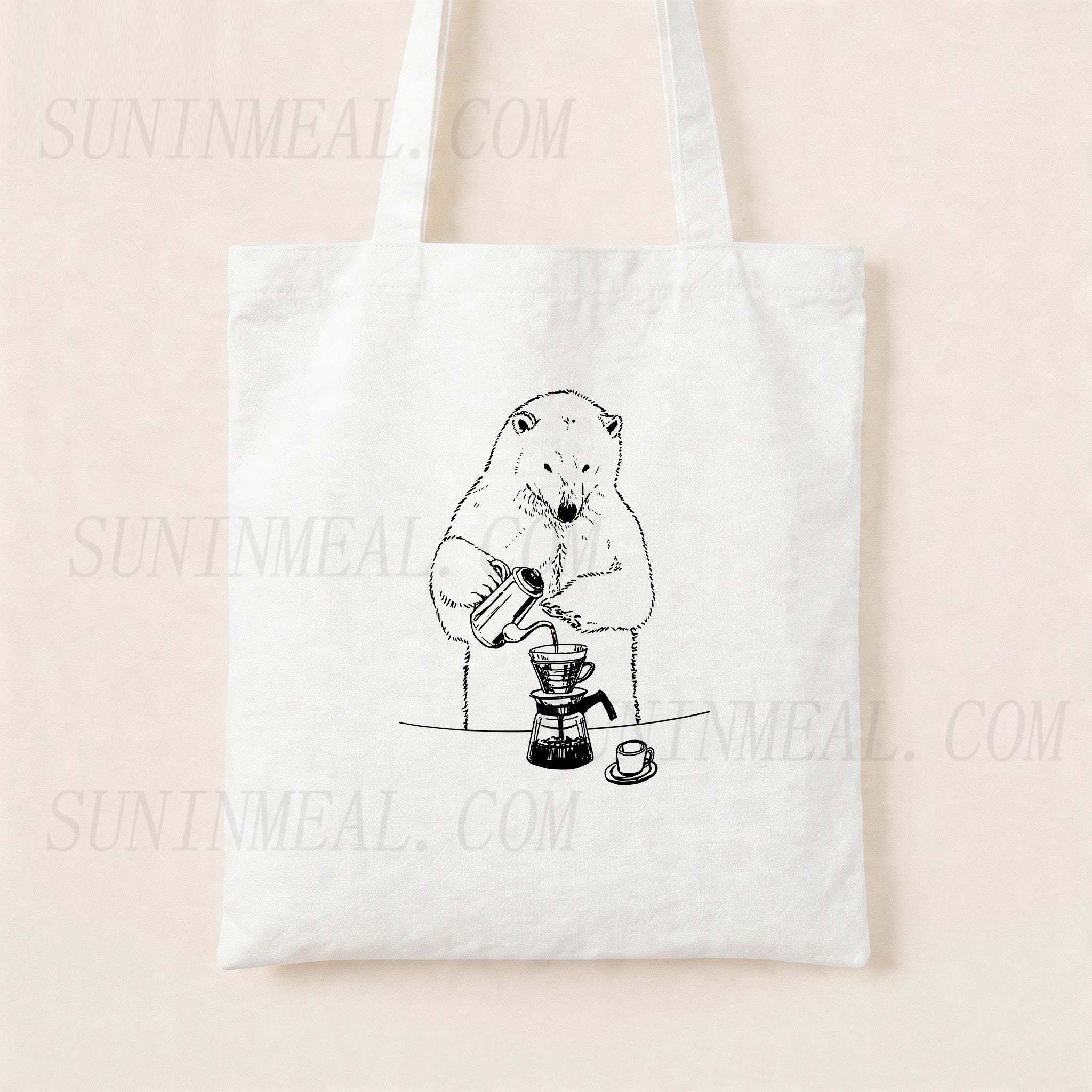 Polar Bear Is Brewing Coffee Canvas Tote Bag