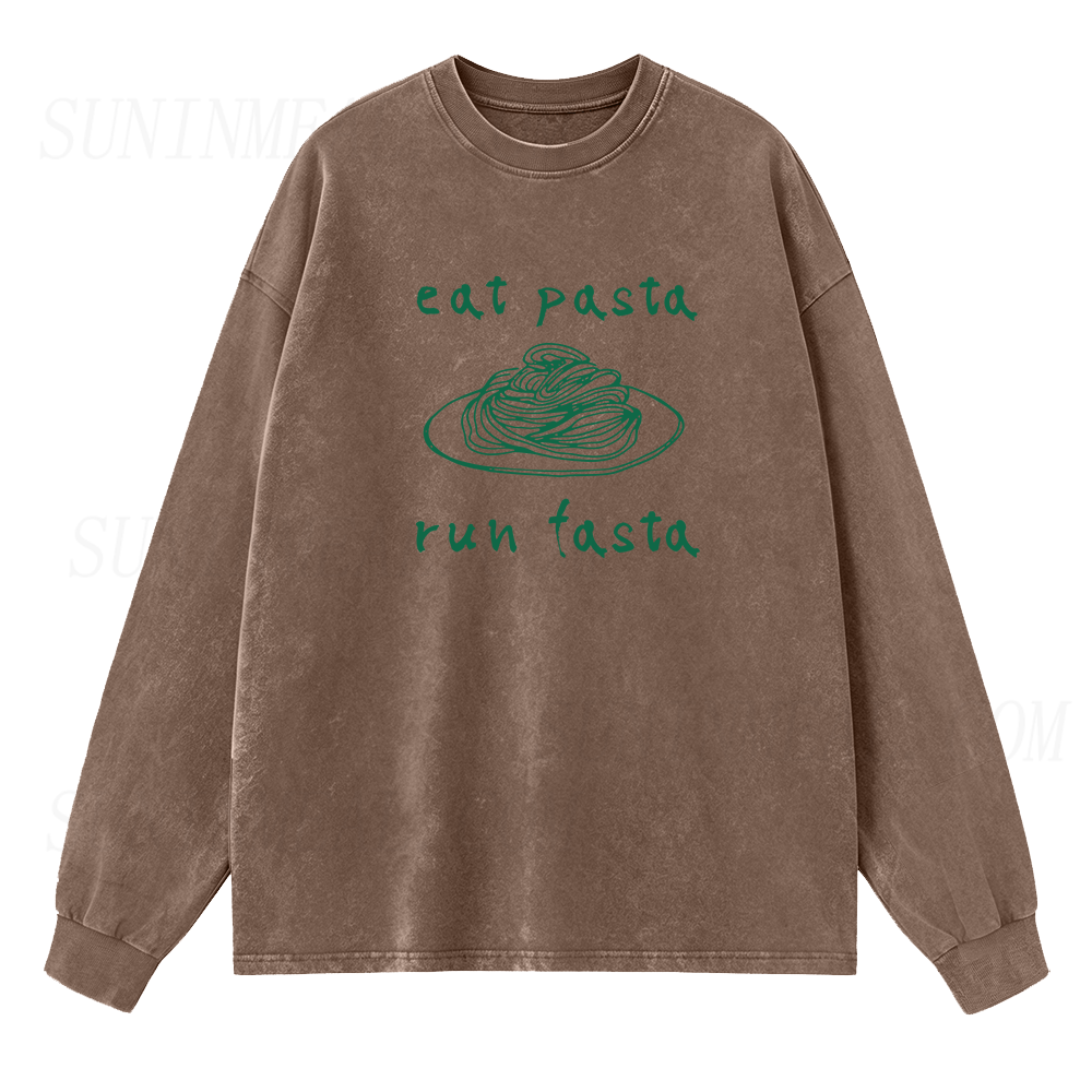 Eat Pasta Run Fasta Long Sleeve Unisex Tee