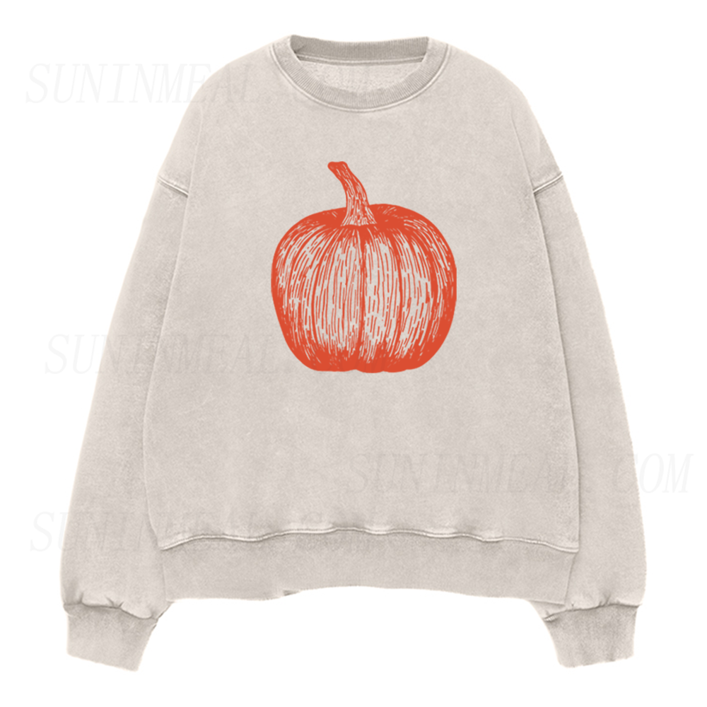 Vintage Line Art Pumpkin Unisex Crewneck Sweatshirt