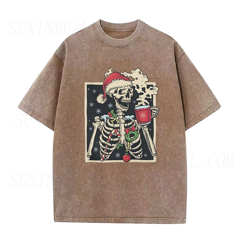 Dead Inside Skeleton Coffee Christmas Unisex Tee