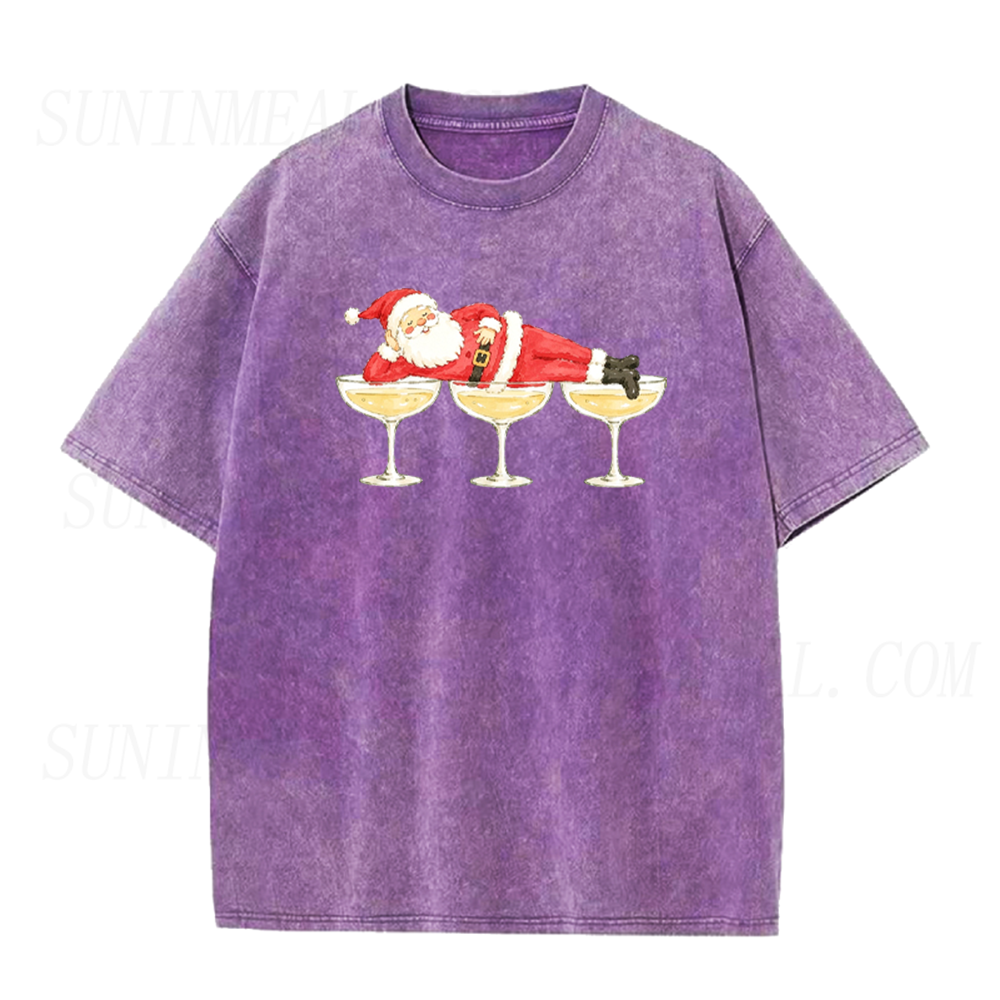 Funny Santa Champagne Christmas Graphic Unisex Tee
