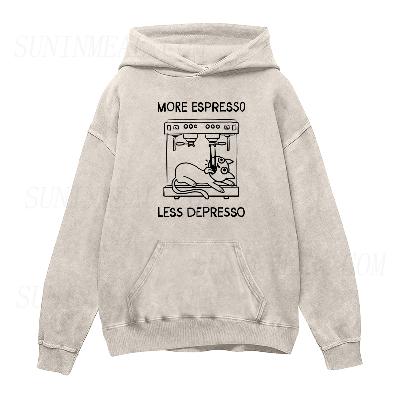More Espresso Less Depresso cat coffee Unisex Hoodie