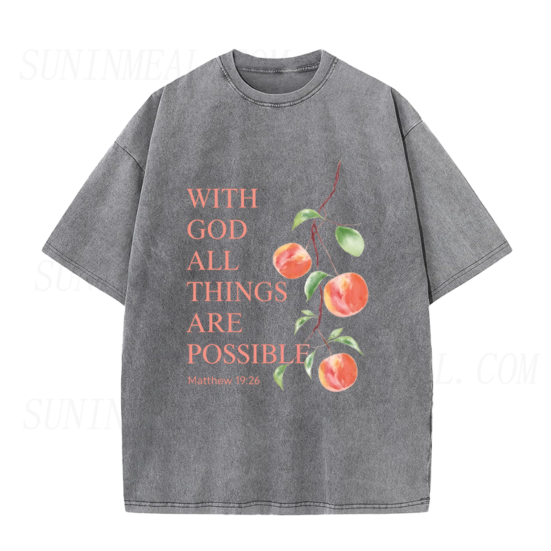 With God All Things Are Possible Peach Branch Unisex Tee