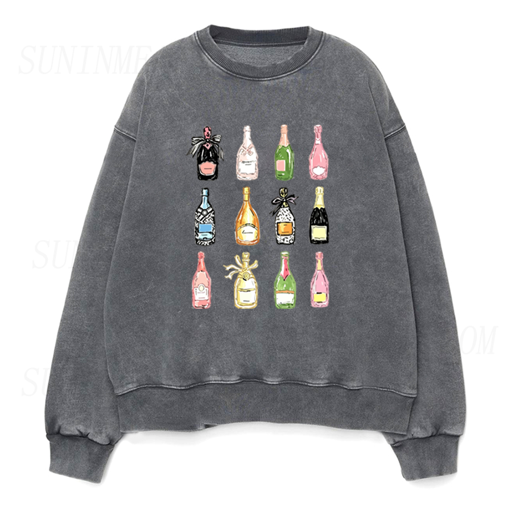 Retro Champagne Bottles Unisex Crewneck Sweatshirt