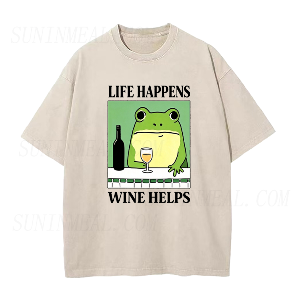Life Happens Wine Helps Frog Unisex Tee