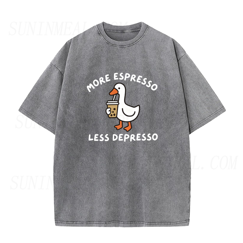 More Espresso Less Depresso Goose Coffee Unisex Tee