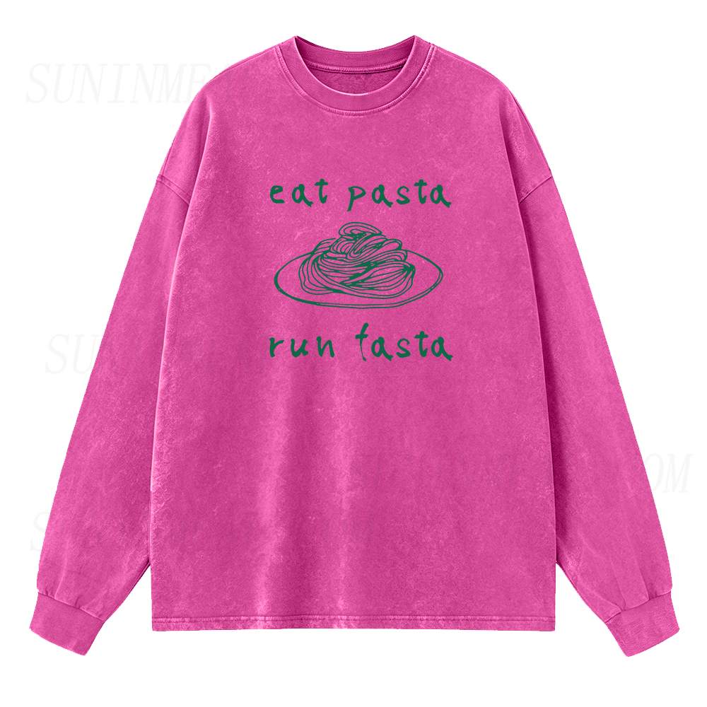 Eat Pasta Run Fasta Long Sleeve Unisex Tee