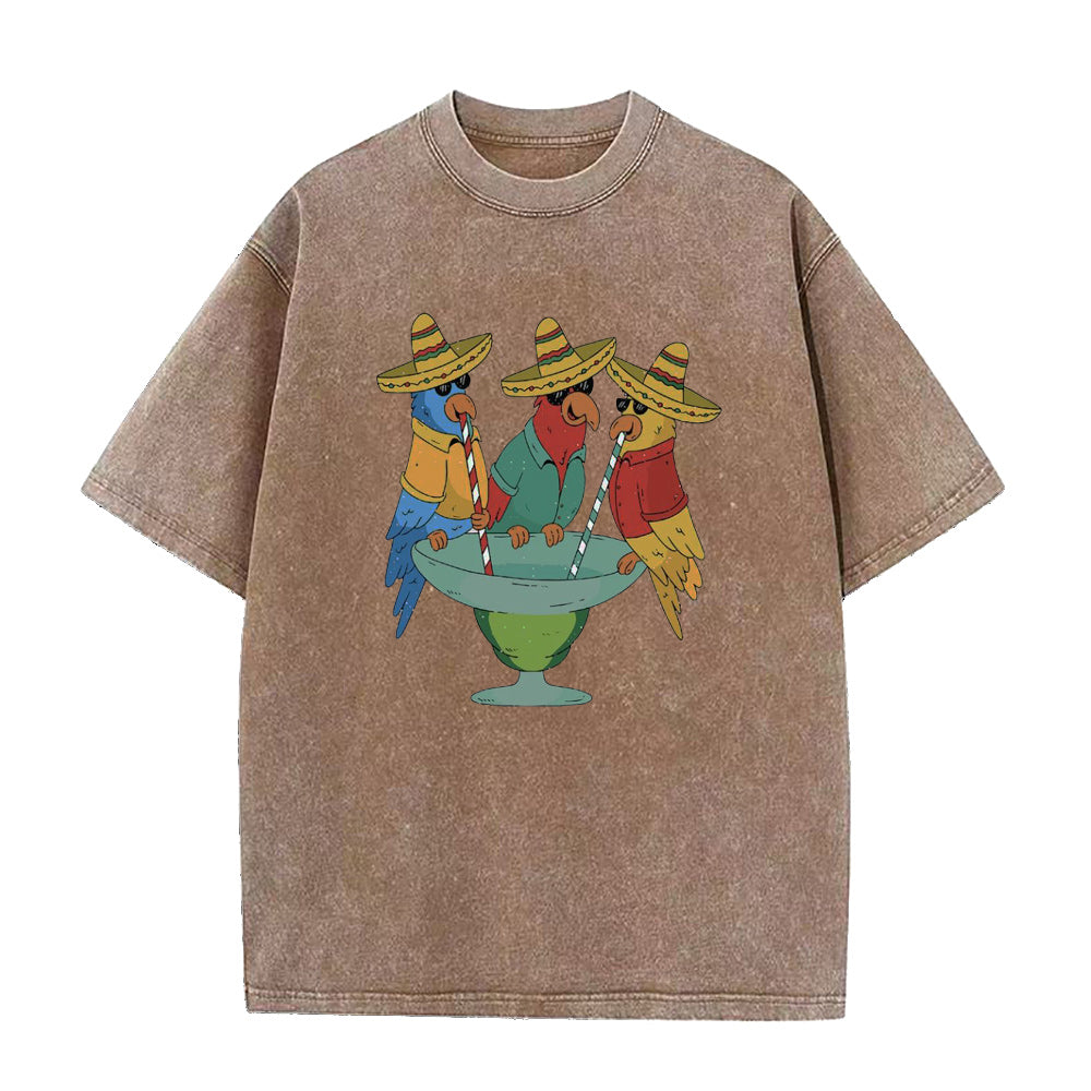 Parrots Drinking Margarita Unisex Tee