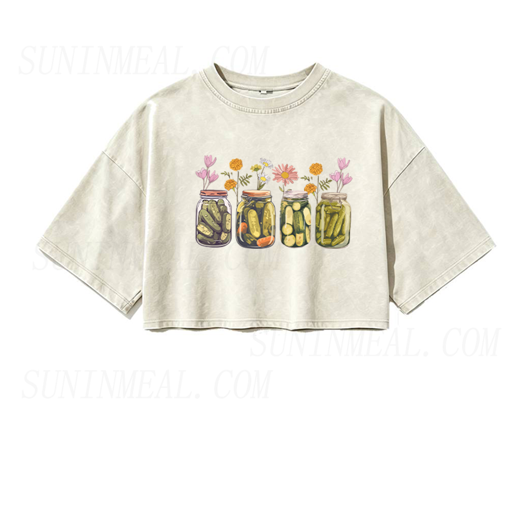 Vintage Canned Pickles Oversized Crop Tee