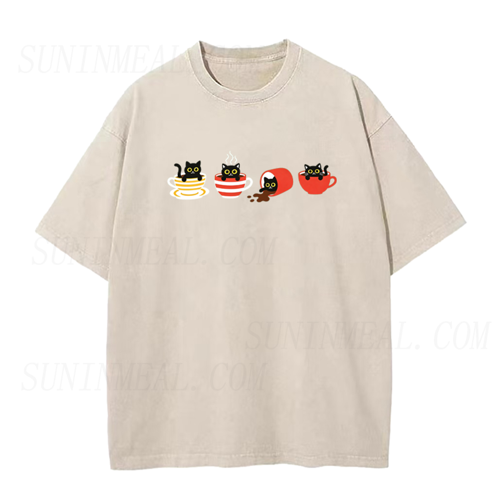 Retro Black Cat Coffee Unisex Tee