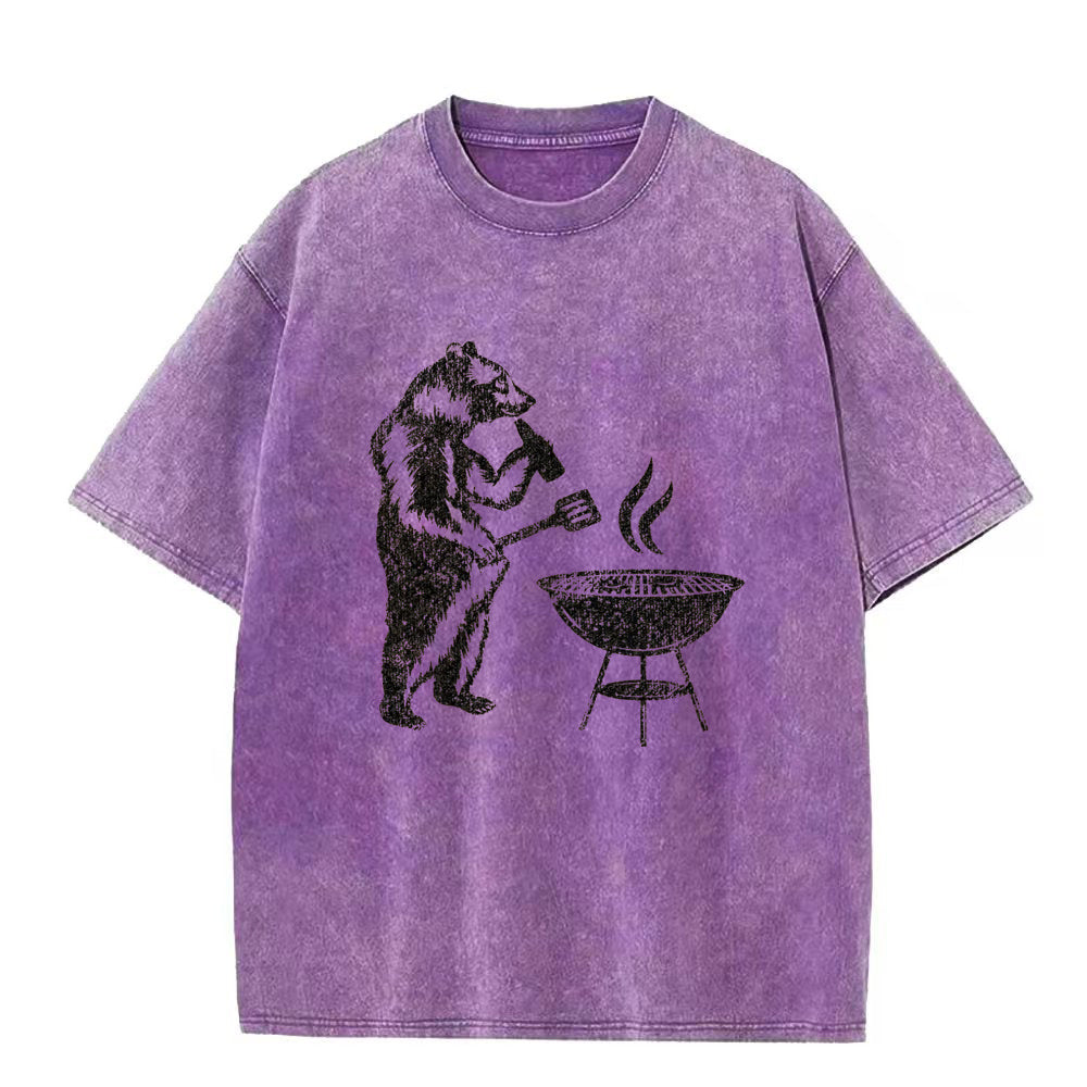 ワイルドグリズリーベアBBQユニセックスTシャツ