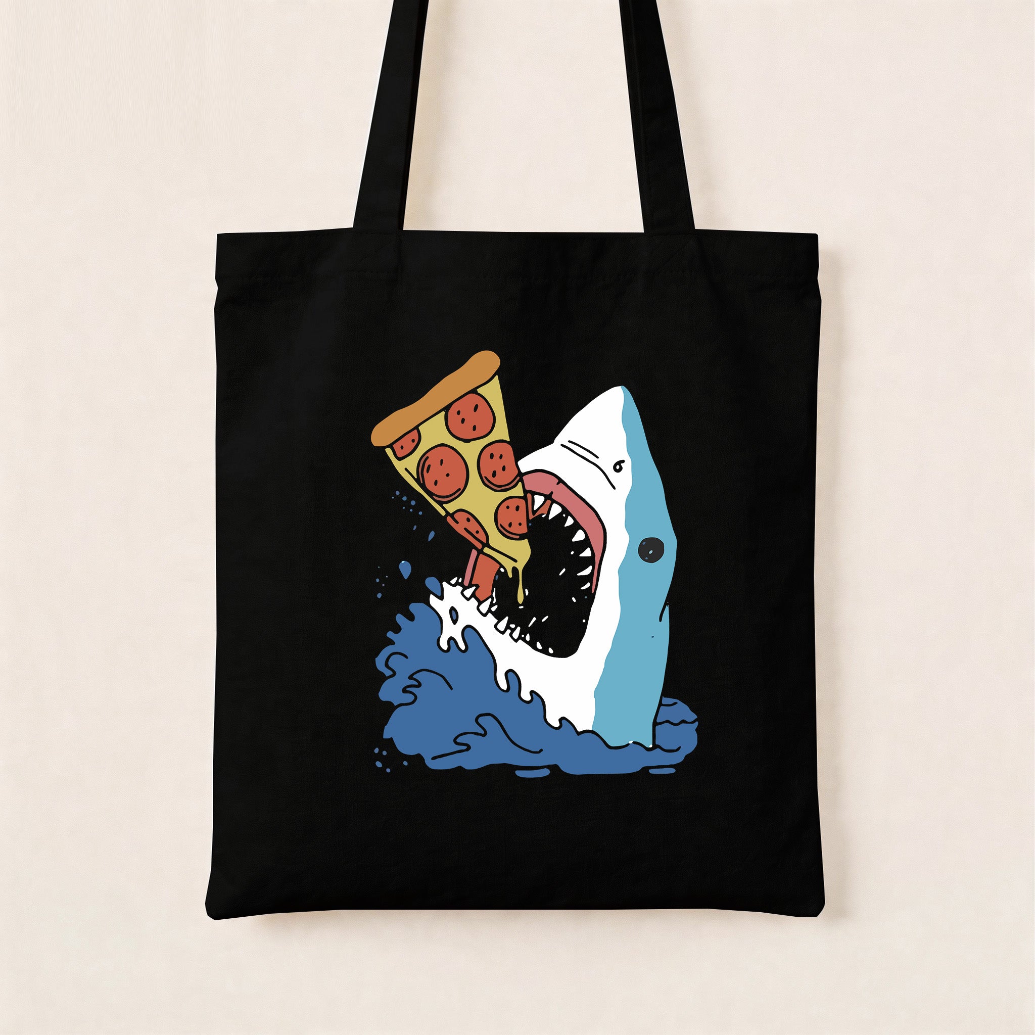 Funny Shark Pizza Lover Canvas Tote Bag