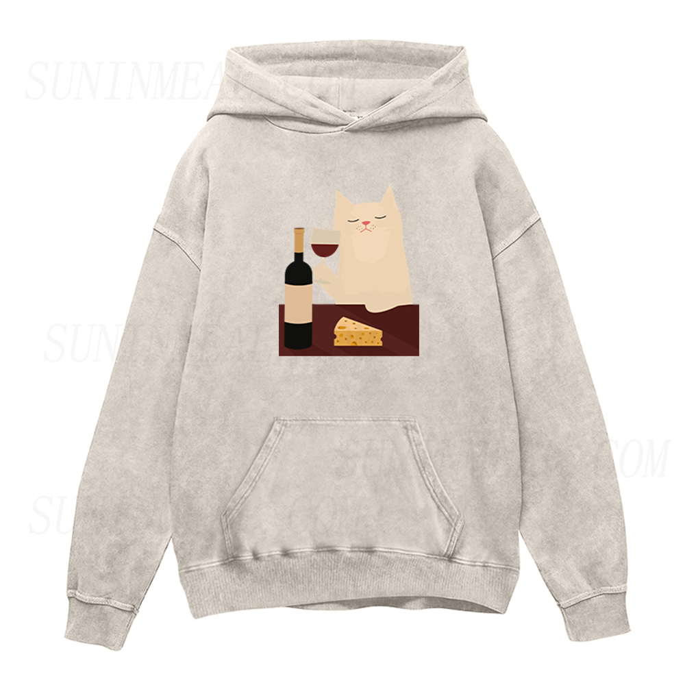 White Cat Wine Unisex Hoodie