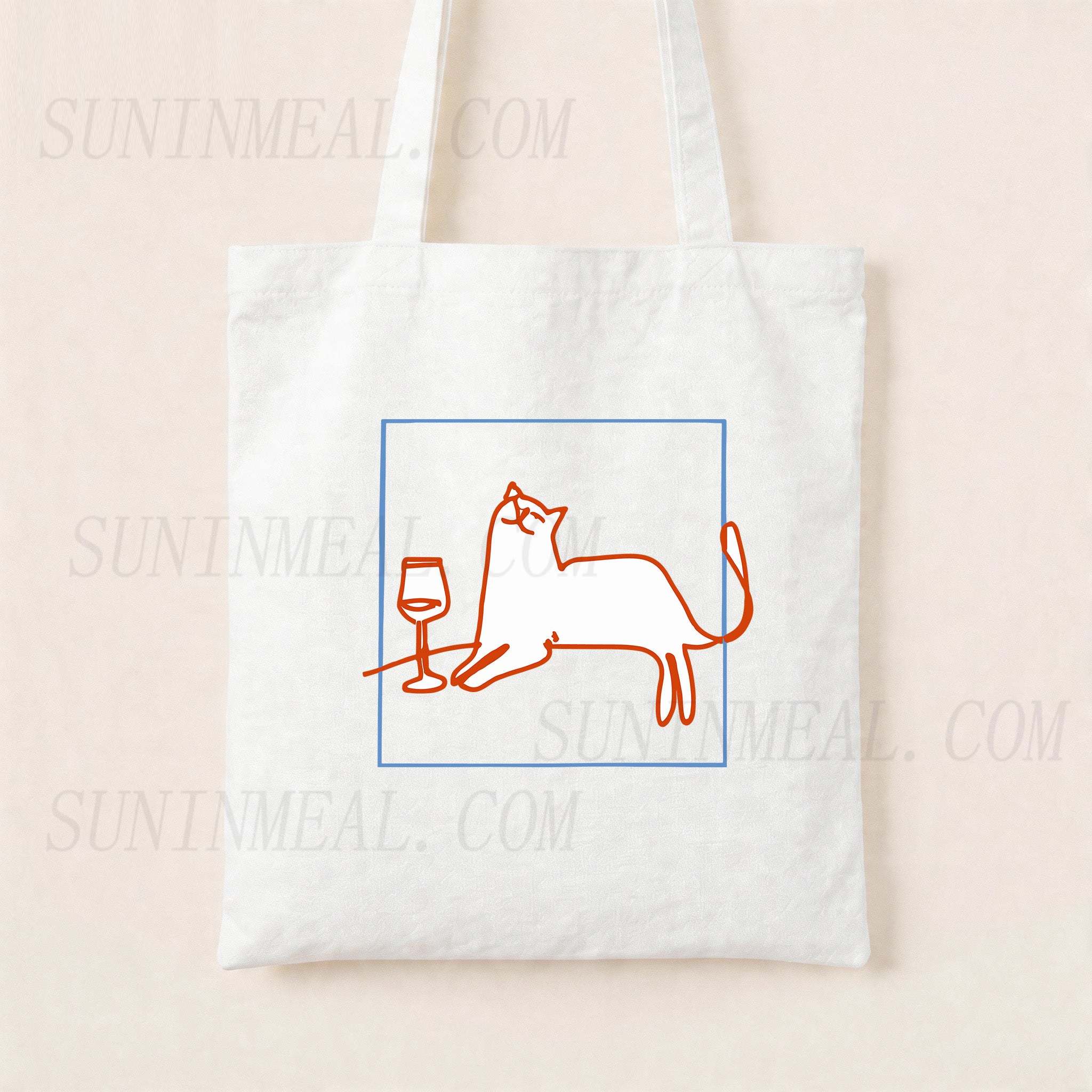 Orange Cat with Wine Canvas Tote Bag