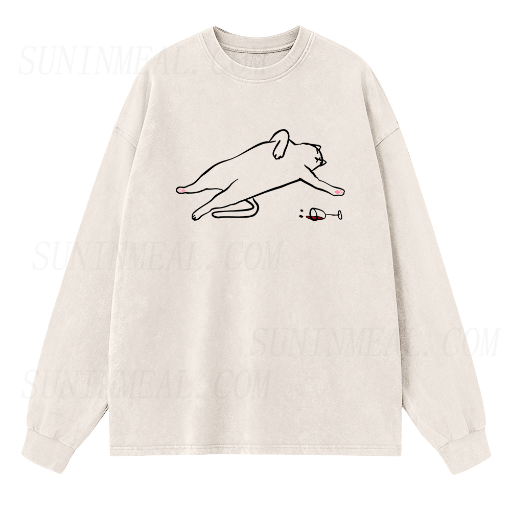 Drunk Cat Long Sleeve Unisex Tee