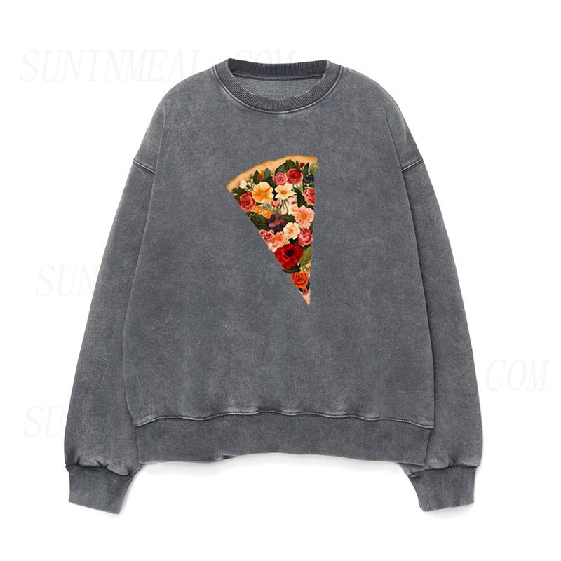 flowers pizza Unisex Crewneck Sweatshirt